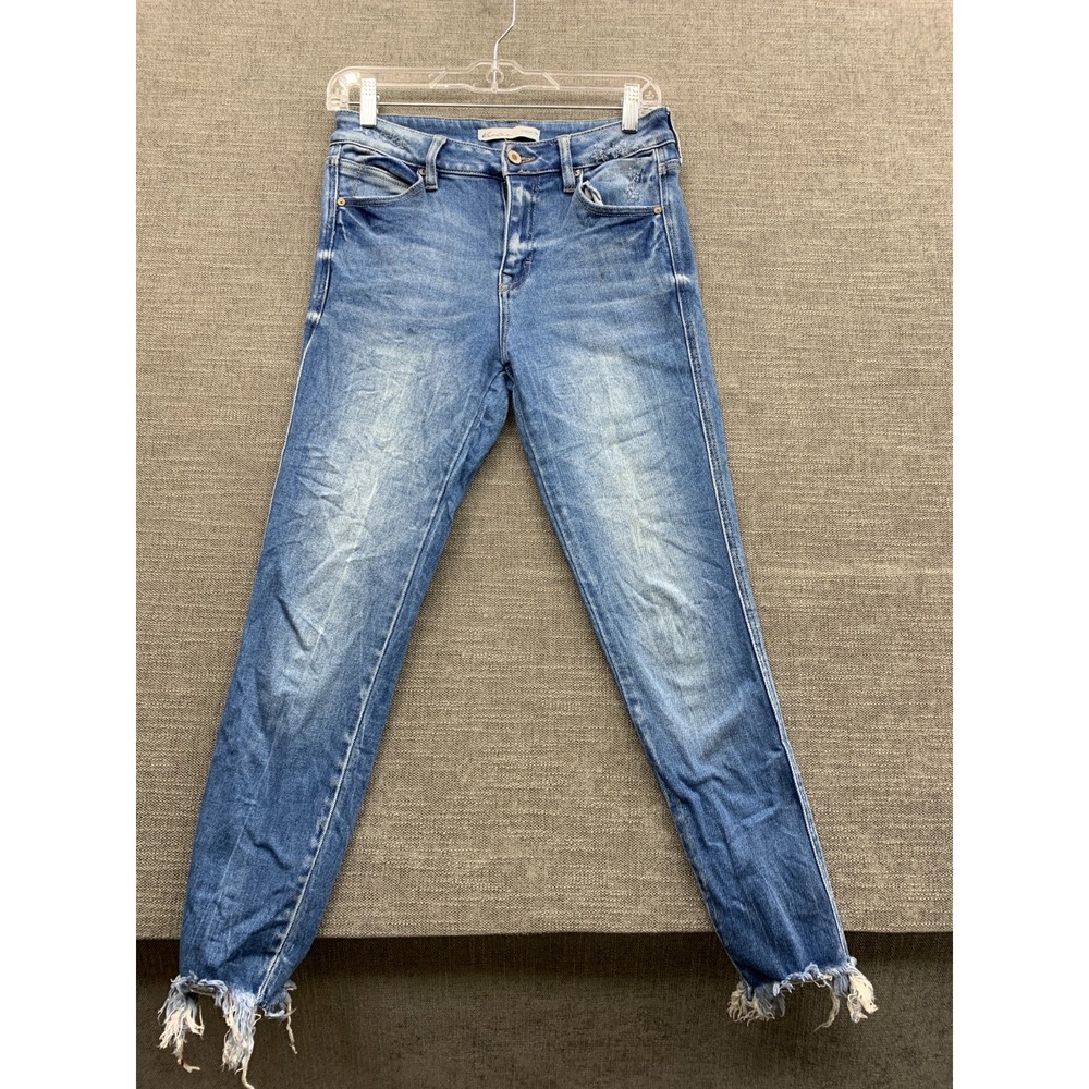 KanCan Maurices Exclusive Skinny Jeans Womens 26 Blue Denim Mid Rise Ripped Hem